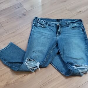 Silver Jeans Blue Distressed Boyfriend Jeans